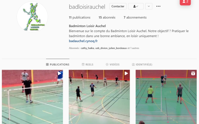 Compte Instagram du Badminton Loisir Auchel